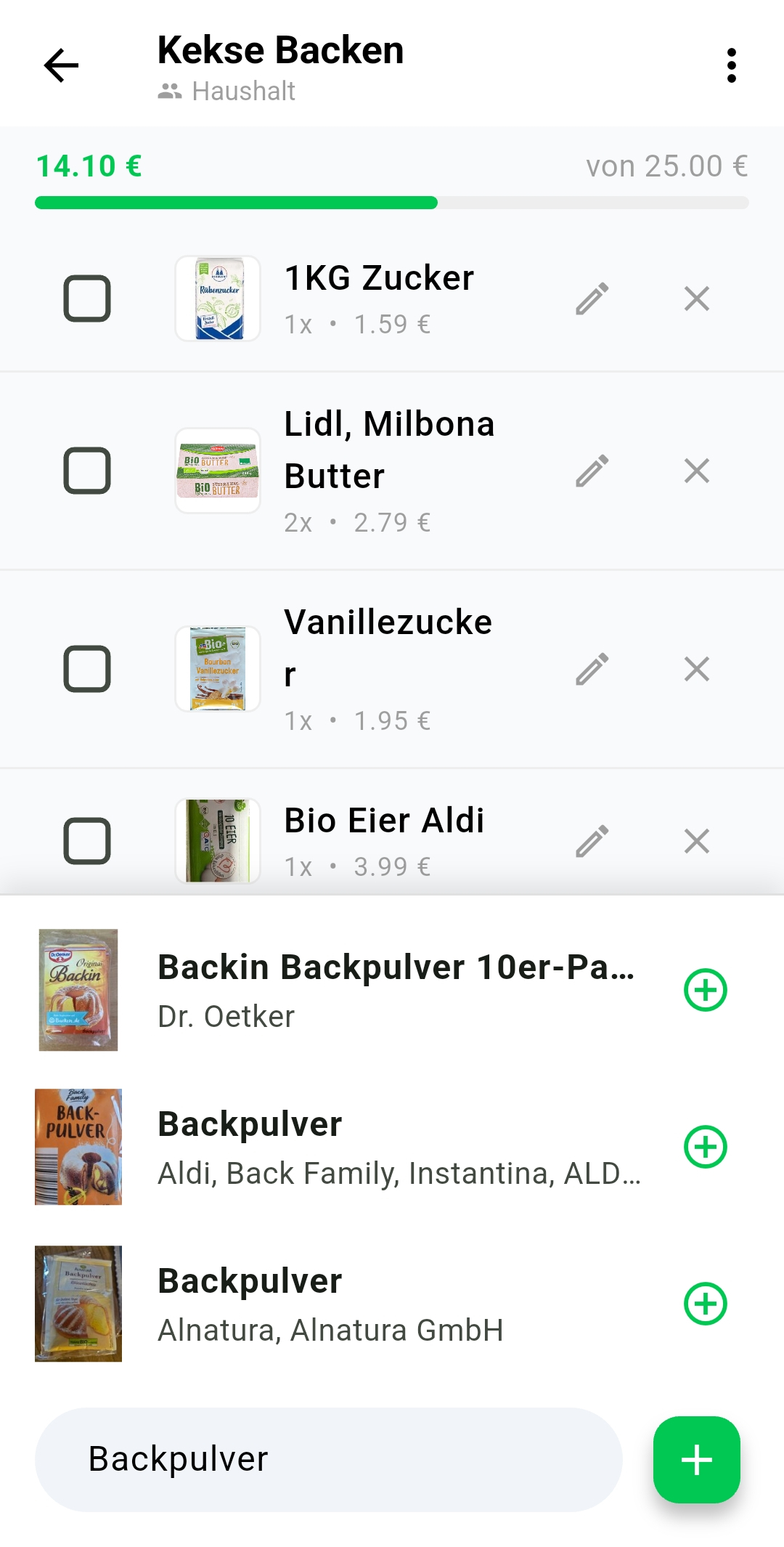 App-Screenshot: Ein Haushalt. Eine Liste.