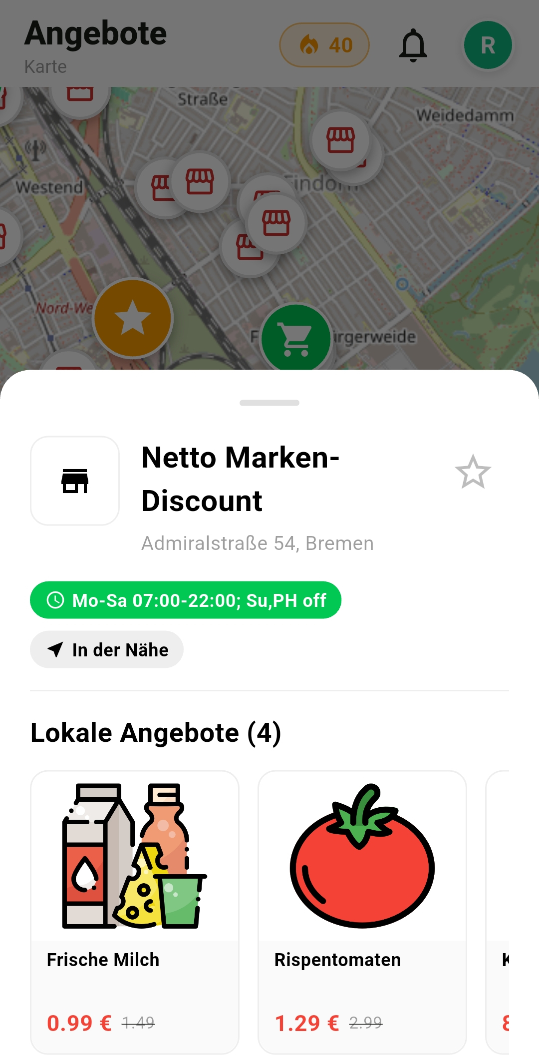 App-Screenshot: Angebote
