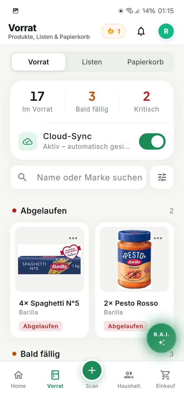 App-Screenshot: Alles, was da ist. Auf einen Blick.